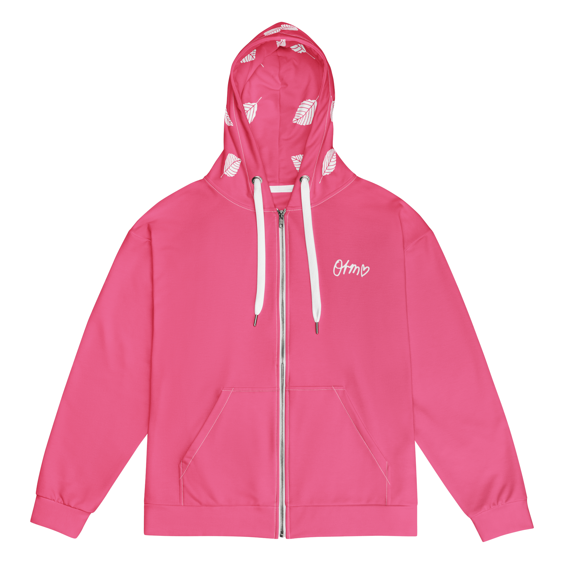 Orm Kornnaphat Hydrangea Design Unisex Zip Hoodie (Pink) product image (1)