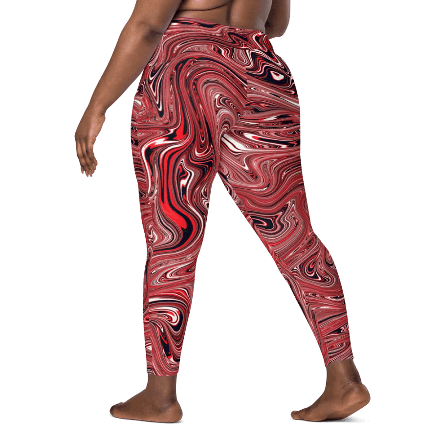 Leggings with Pockets - Brown, Black and White Fluid Swirls product image (9)