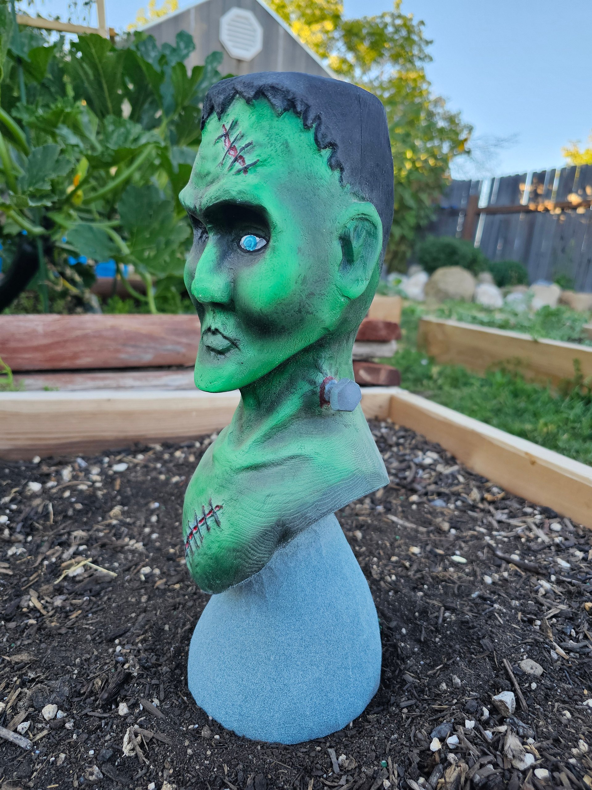 Frankenstein Bust Wood Carving product image (2)