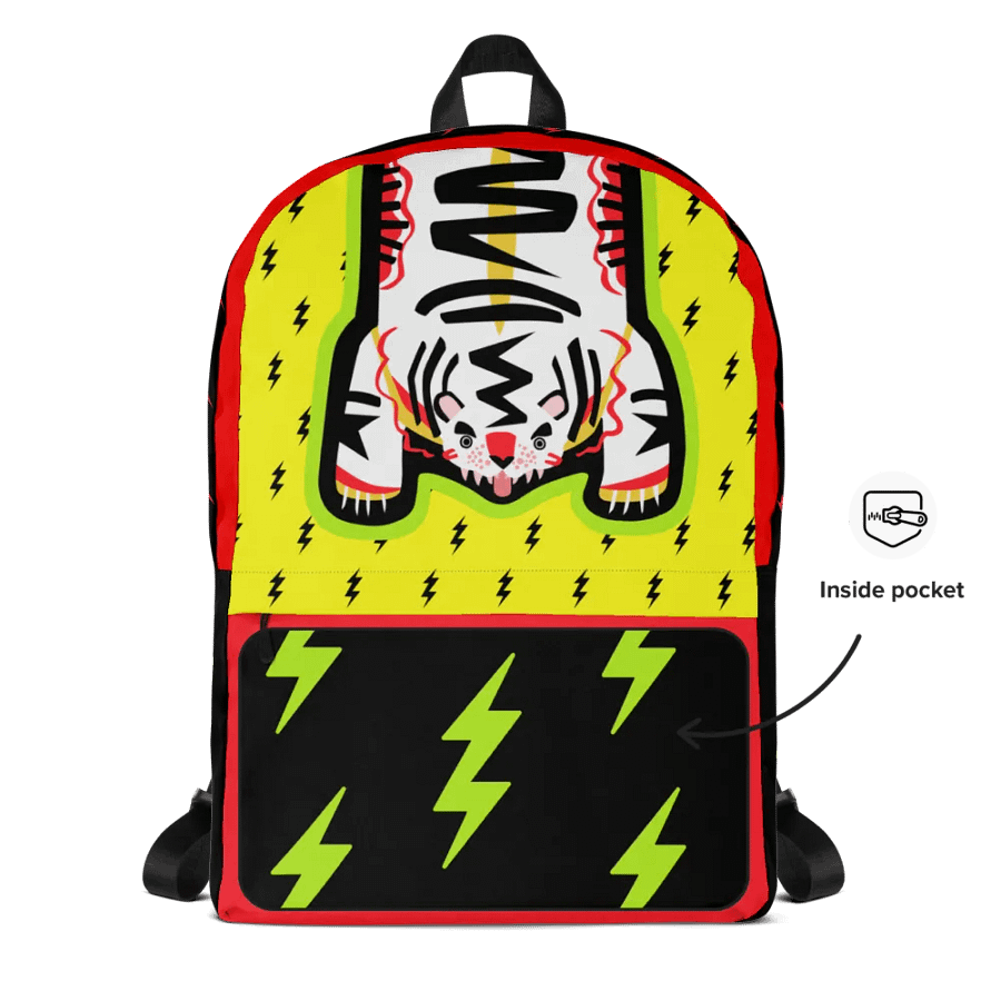 White Electric Tiger on Yellow and Red - Backpack product image (2)
