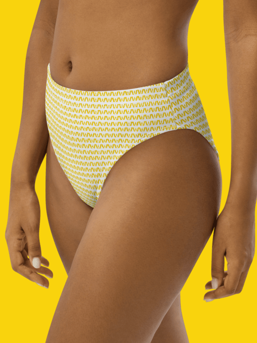 All-Over Print Recycled High Waisted Bikini Bottom, White | WIL Style product image (3)