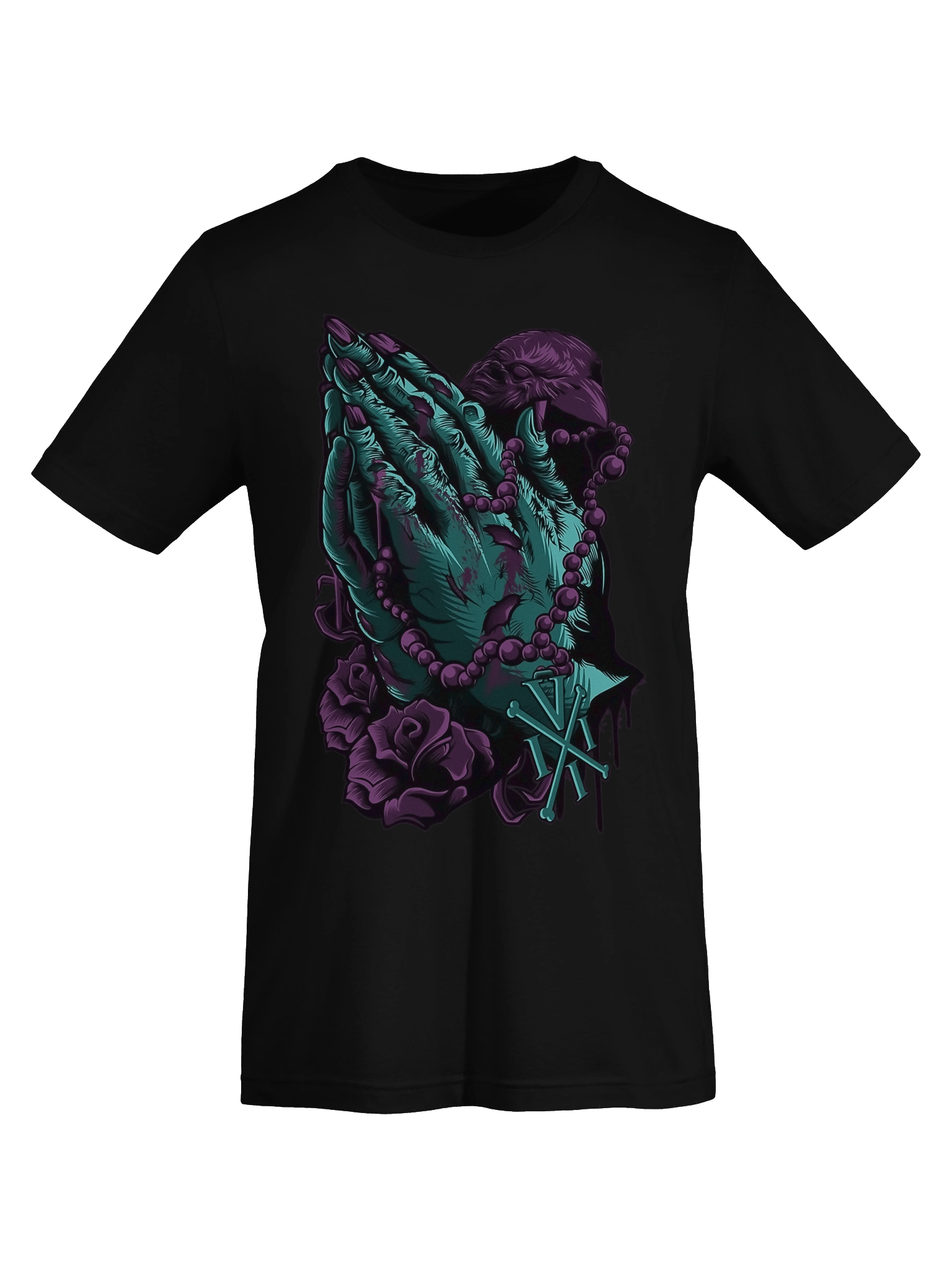 Gothic Prayer Hands & Crow T-Shirt product image (7)