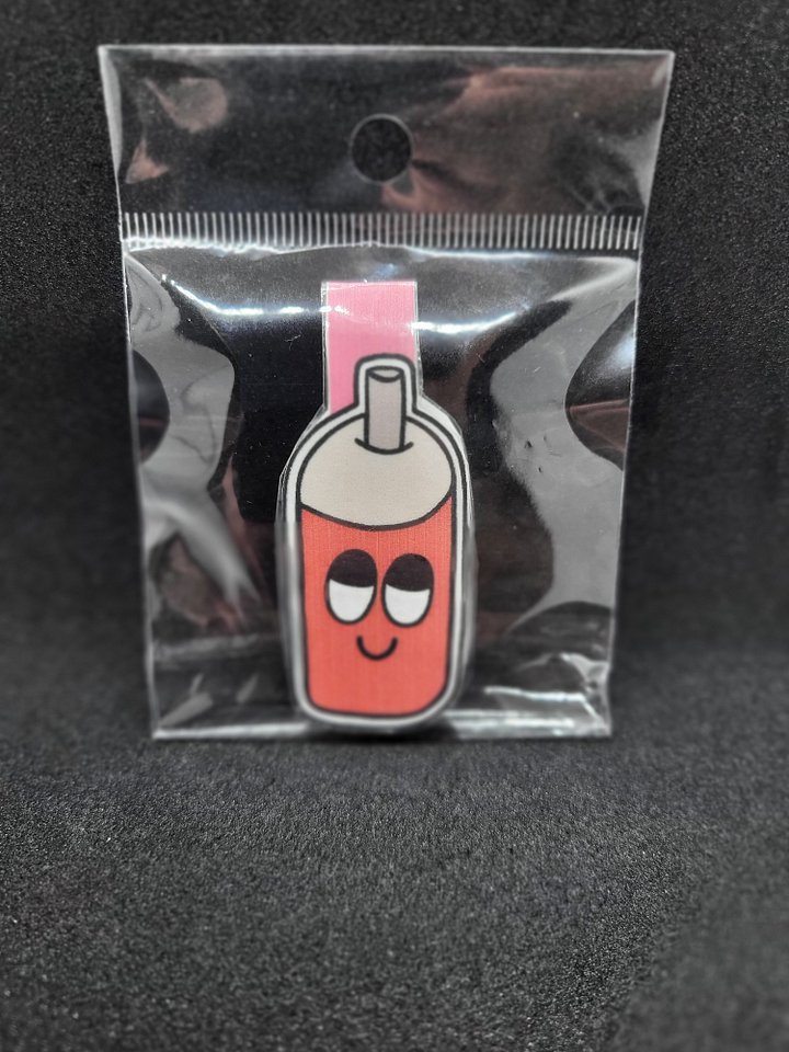 Cute Cartoon Pink Straw Cup Character Magnetic Laminated Bookmark for Foodies product image (1)