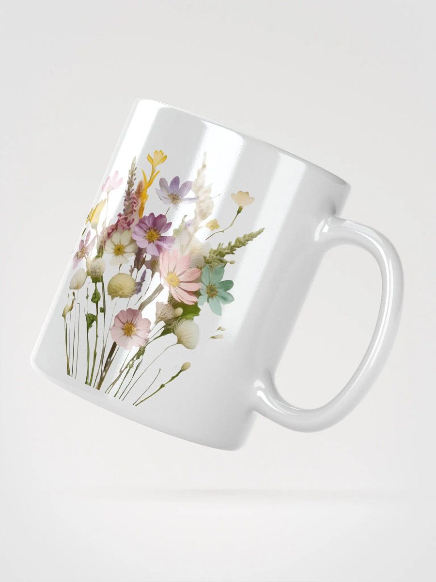 Boho Flowers White Glossy Ceramic Mug product image (2)