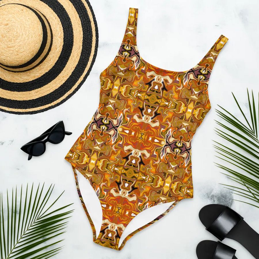 Symmetrical Splendor Brown African Inspired Design Swimsuit product image (6)