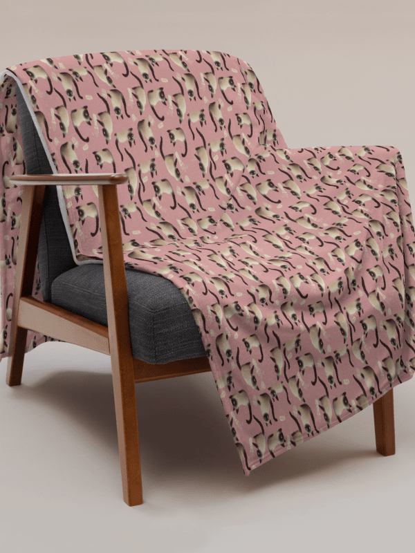 Bad Siamese Cats Knocking Stuff Over Throw Blanket, Pink product image (11)