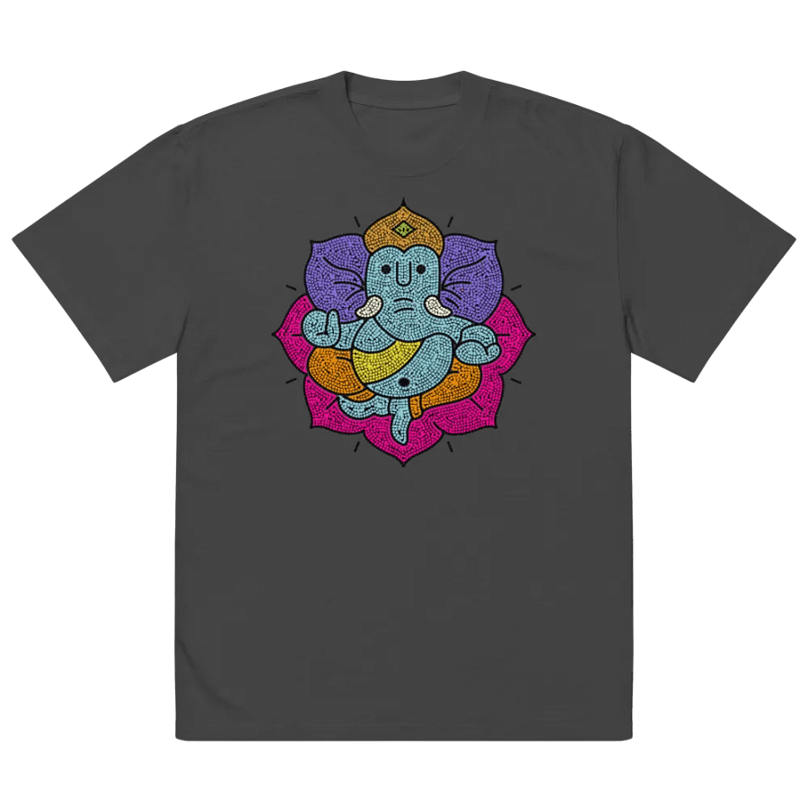 Ganesha Mosaic Lotus - Vibrant Spiritual Art Oversized Tee product image (2)