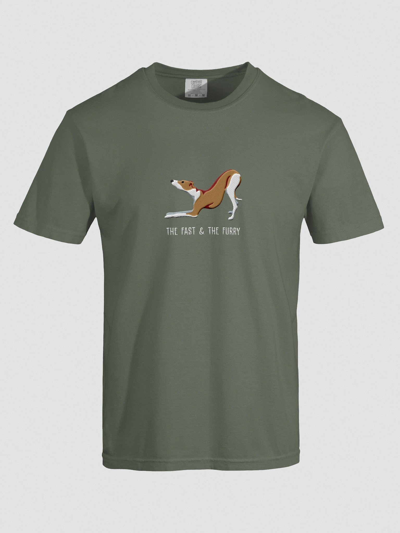 The Fast & The Furry T-Shirt(Embroidered) of an Italian Greyhound(Brown & White) product image (10)
