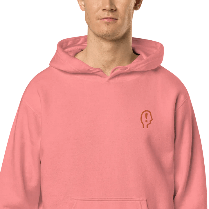 EXCLAIMING MENTALLY (orange) embroidered pigment hoodie product image (2)