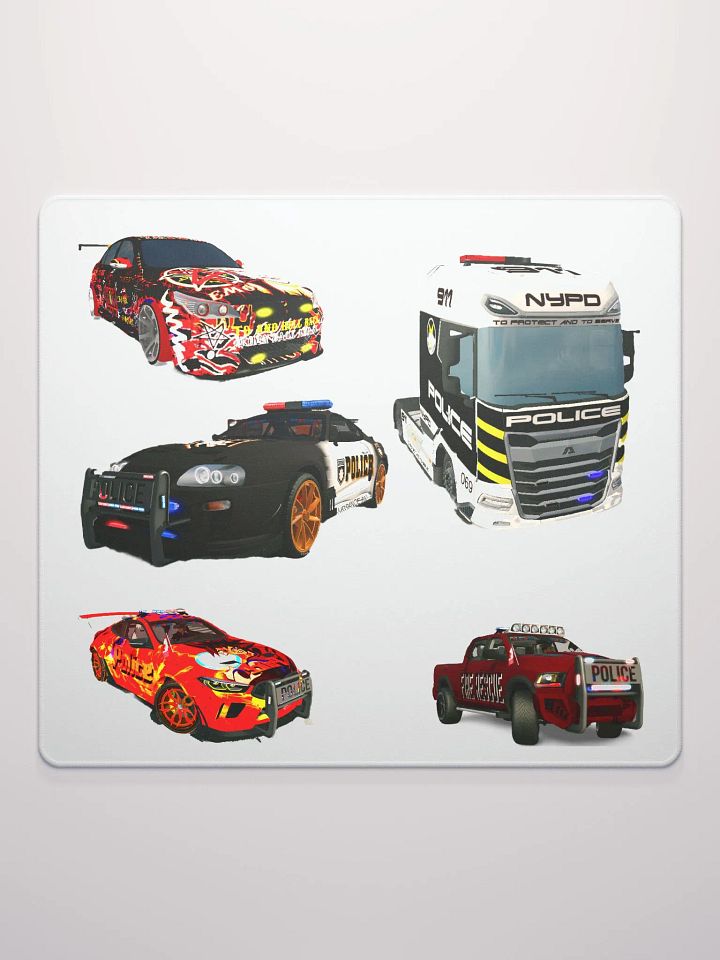 Artistic Police Car Collage Gaming Mouse Pad product image (3)
