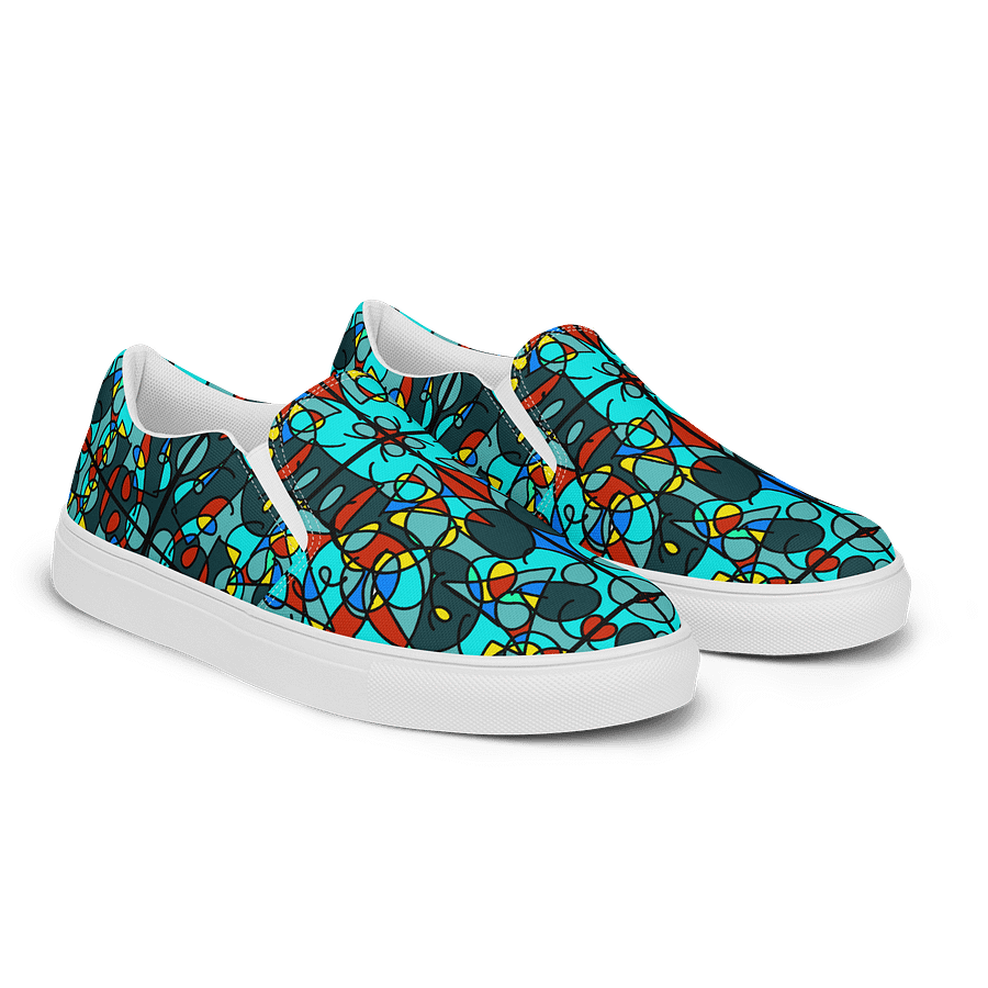 Turquoise Stained Glass – Women's Slip-On Canvas Shoes product image (2)