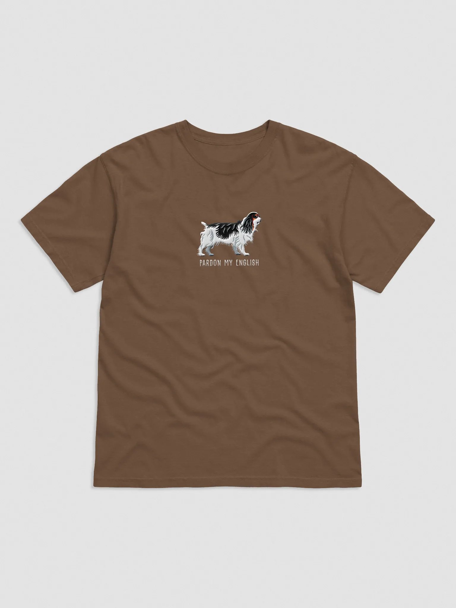 Pardon My English T-Shirt(Embroidered) of an English Toy Spaniel(Tricolor) product image (4)