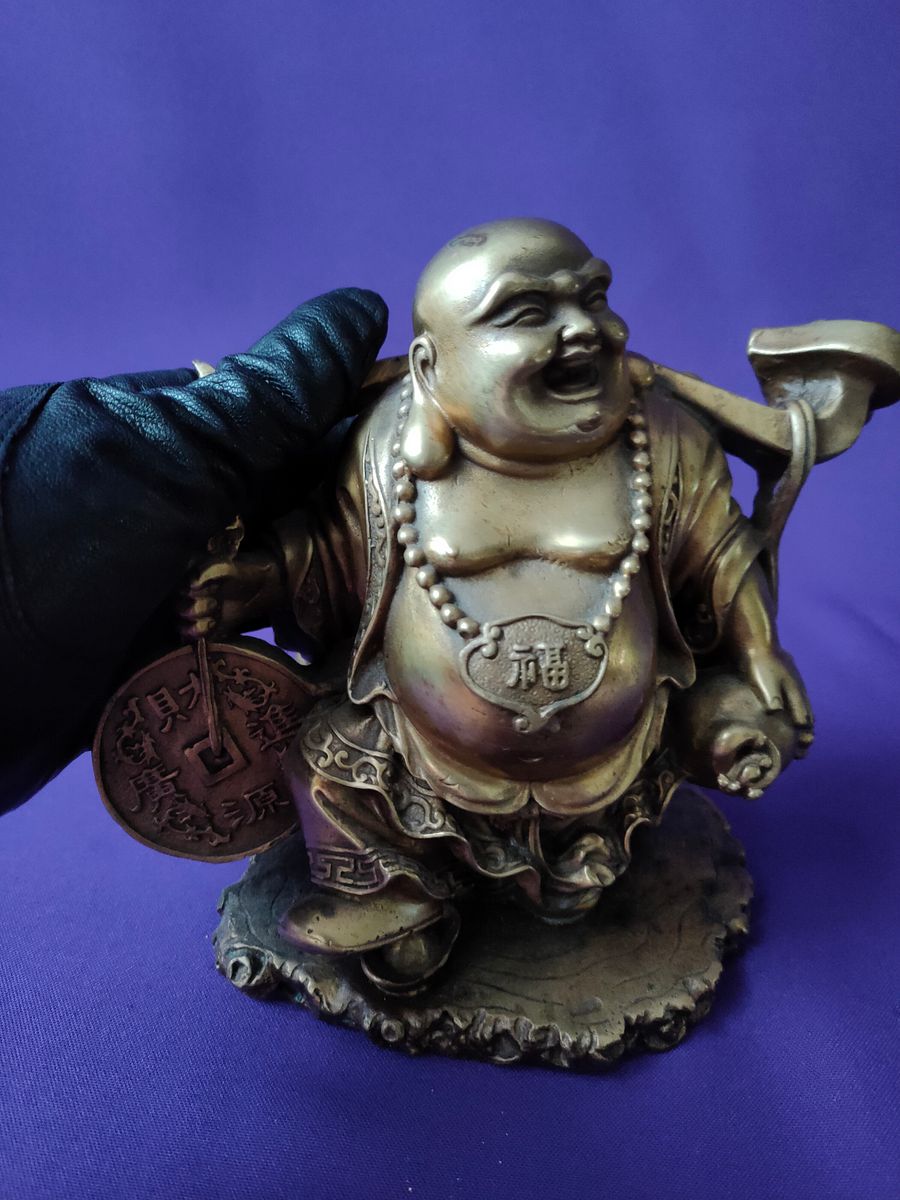 Buda da fortuna#Buda da Sorte# Buda do Dinheiro#Buda da saúde#Buda sorridente# Ru Yi# moeda grande chinesa# Wulou# Feng Shui product image (5)