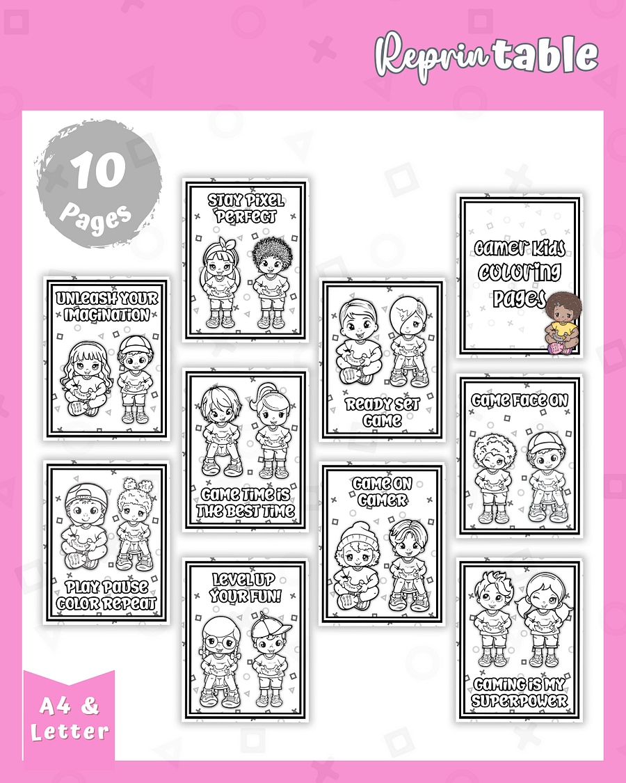Level Up Your Imagination - Gamer Kids Coloring Pages product image (2)