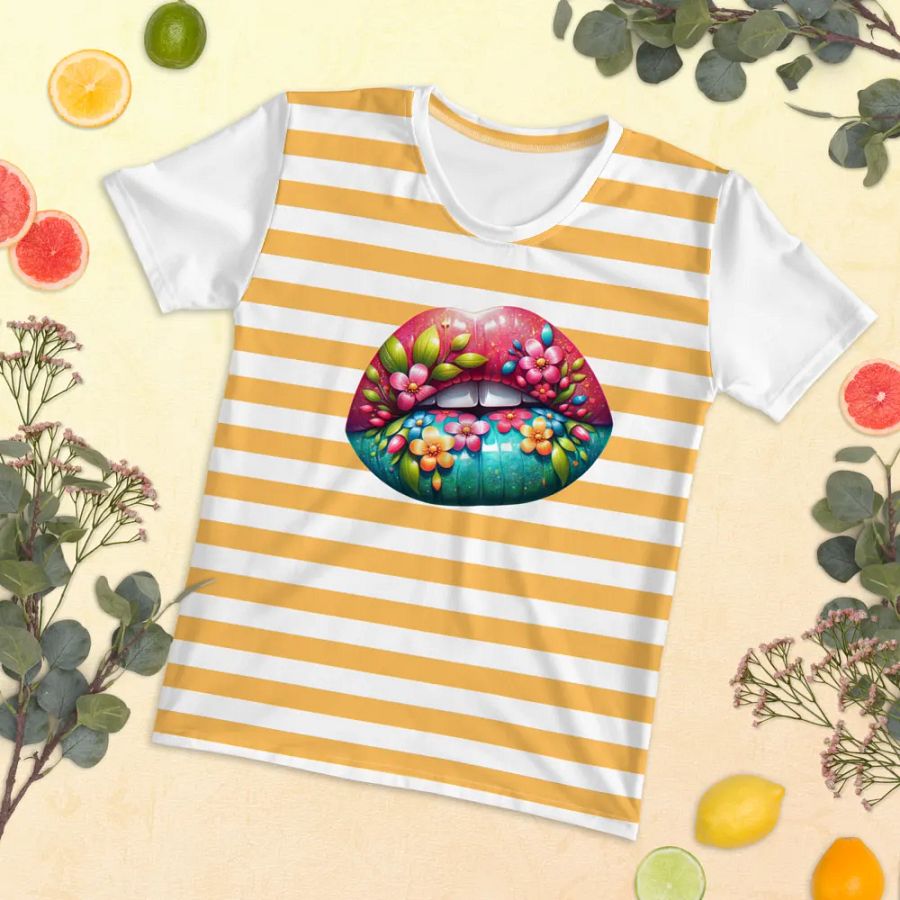 Blooming Lips Orange Stripped Tee product image (5)