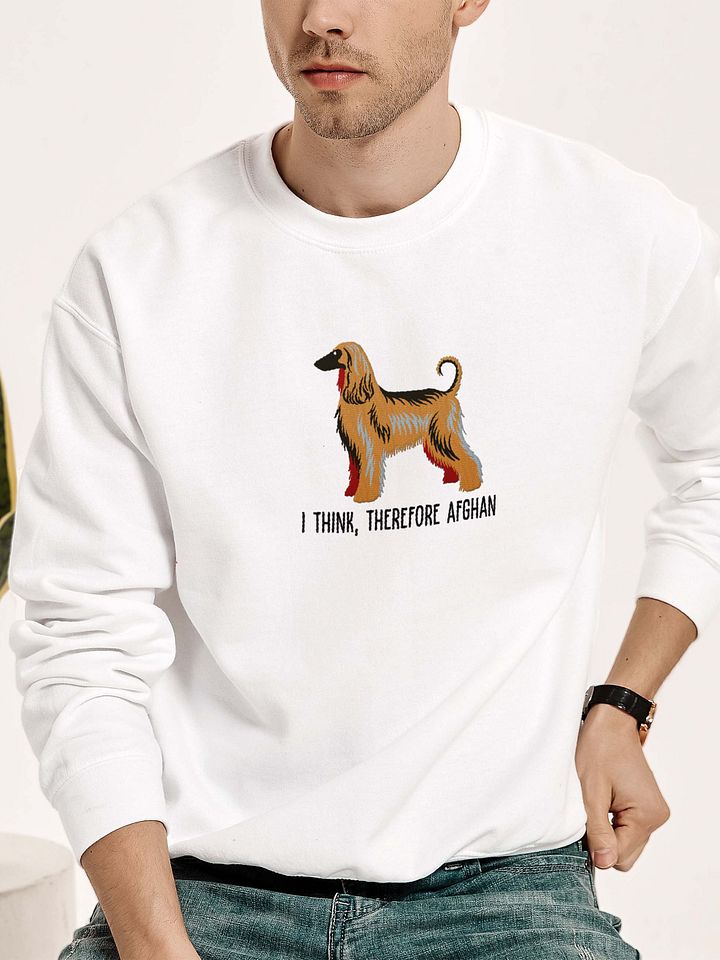 I Think Therefore Afghan Sweatshirt (Embroidered) of an Afghan Hound(Sable) product image (2)