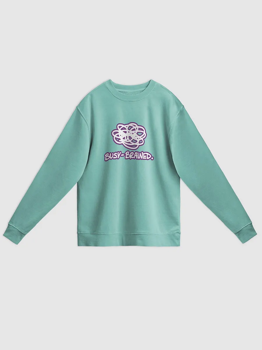 BUSY-BRAINED (lined design, #763D7D) printed pigment crewneck product image (15)