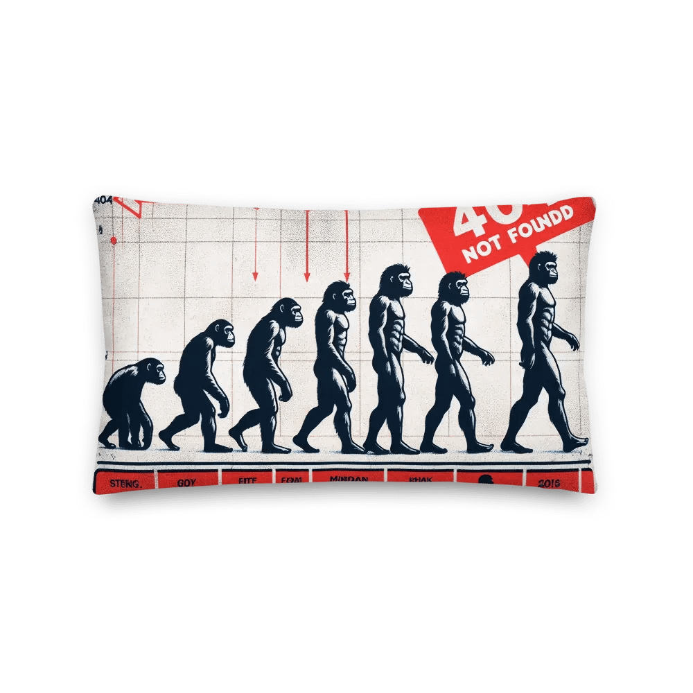404 NOT FOUND Evolution Premium Pillow | AI Design the theory of evolution is just stupidity product image (3)