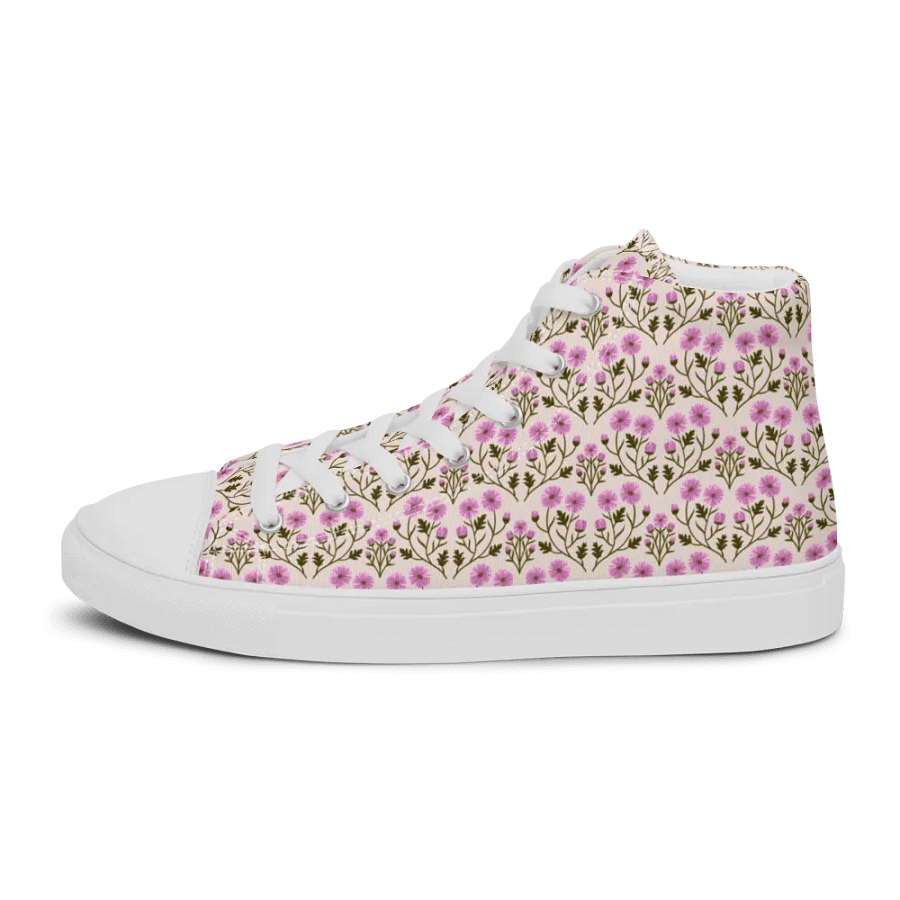 Harmony of Mums - Pink and Green - Women High Top Canvas Shoes product image (11)
