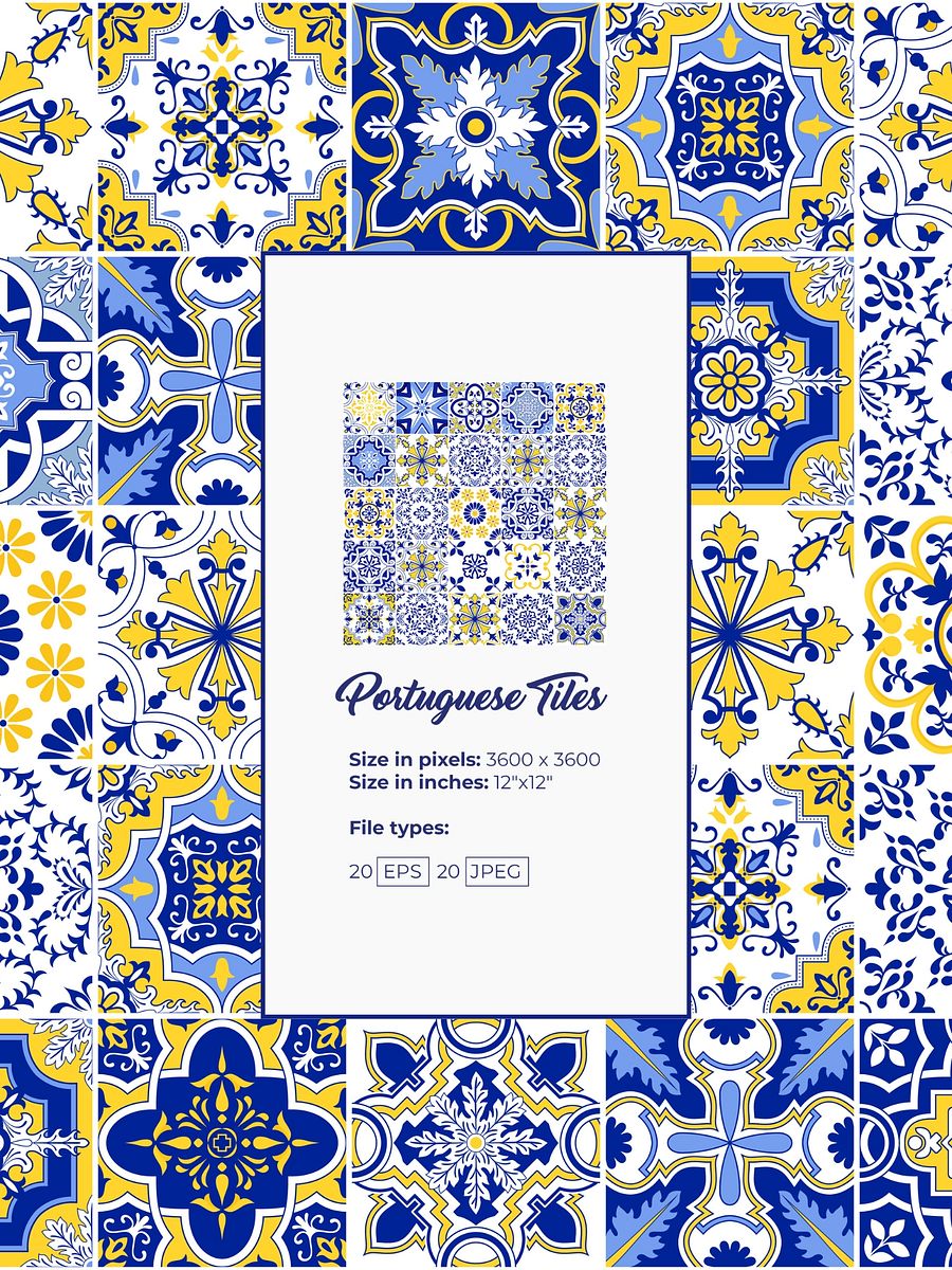 Portuguese Tiles Digital Papers Vector Bundle SET3 product image (5)