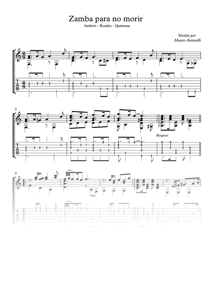 Zamba para no morir - Partitura + Tabs product image (1)