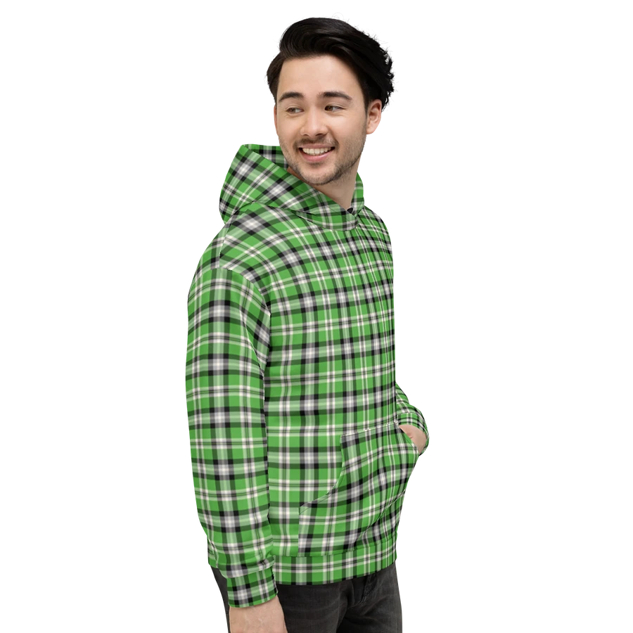 Bright Green, Black, and Gray Plaid Hoodie product image (5)