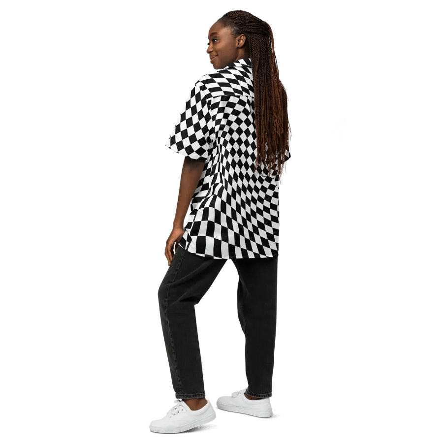 Vintage Retro Distorted Checkerboard Unisex Hawaiian Shirt product image (12)