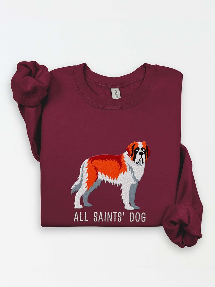 All Saints' Dog Sweatshirt (Embroidered) of a Saint Bernard(Red & White) product image (1)
