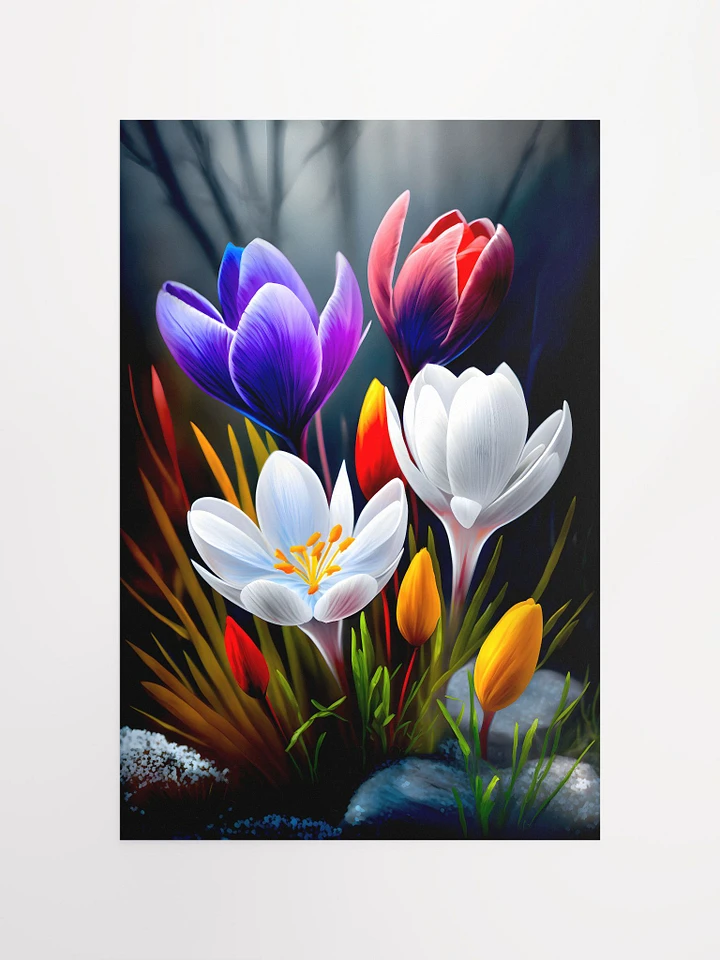 Radiant Spring Crocus Garden - Elegant Bloom Art Print Matte Poster product image (2)