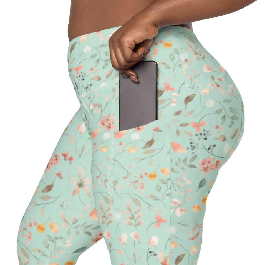 Floral Bliss Crossover Leggings with Pockets product image (8)