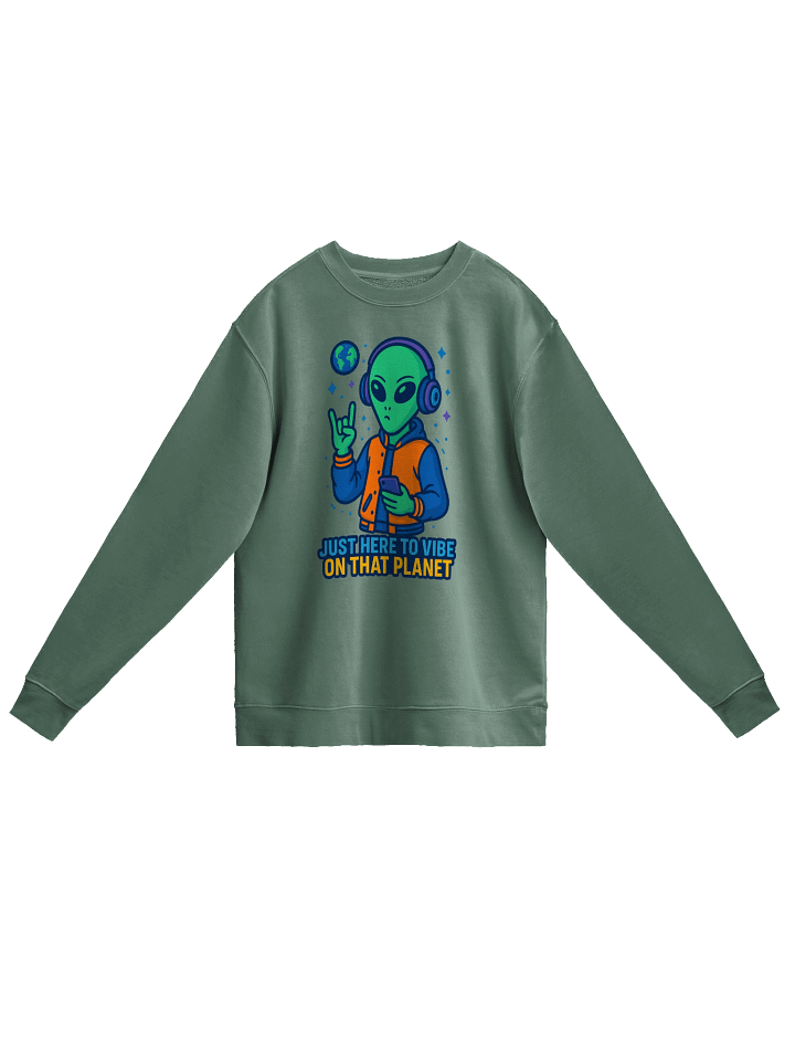 Just Here to Vibe on That Planet – Cool Alien Graphic T-Shirt | Funny Spacecore Streetwear Design product image (8)