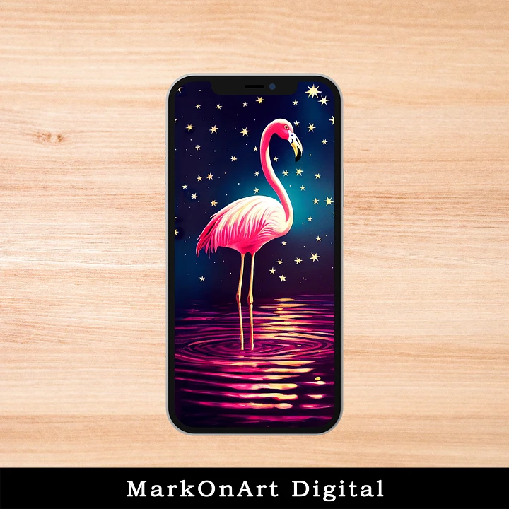 Pink Flamingo And Stars Art For Mobile Phone Wallpaper or Lock Screen | High Res for iPhone or Android Cellphones product image (1)