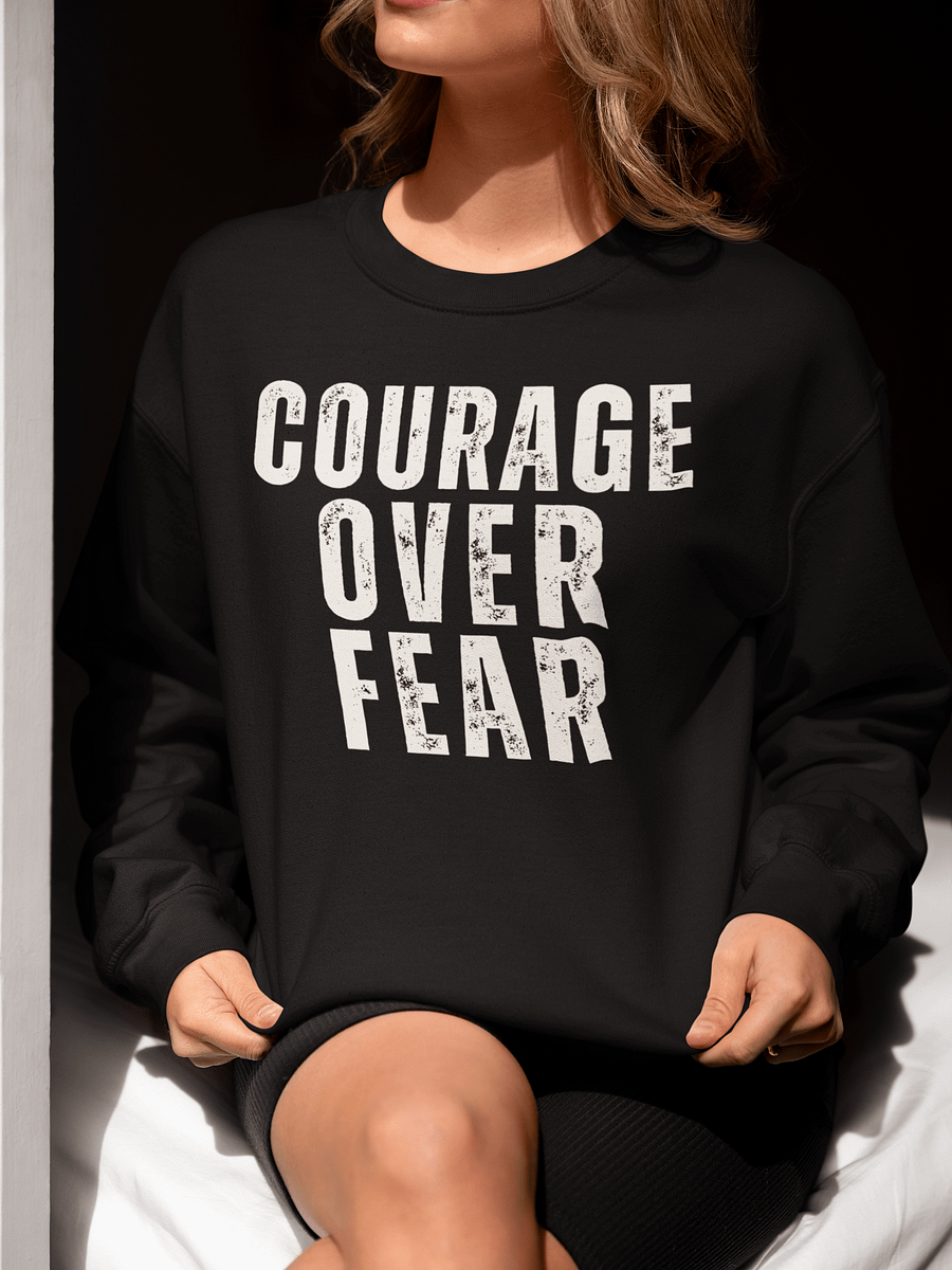 Courage Over Fear Distressed Gildan Sweatshirt product image (1)