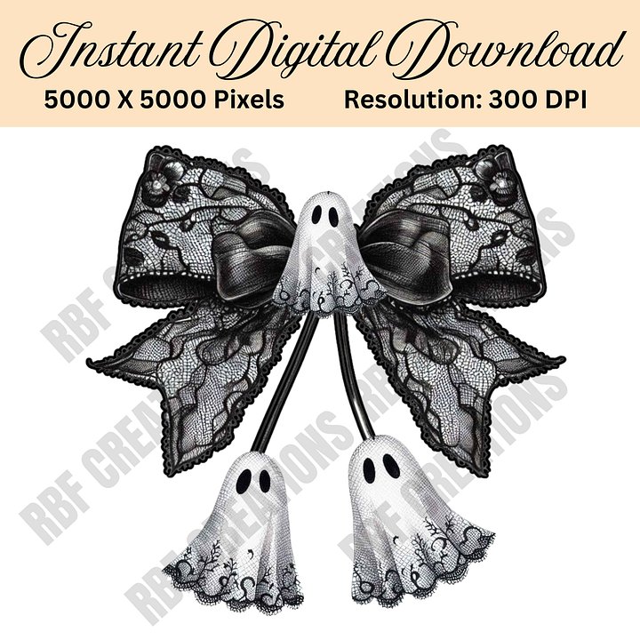 Cute Lace Ghost Bow PNG, Lace Halloween Bow Clipart, Spooky Sublimation Design, Gothic Ghost Bow PNG, Elegant Ghost Digital Download product image (1)