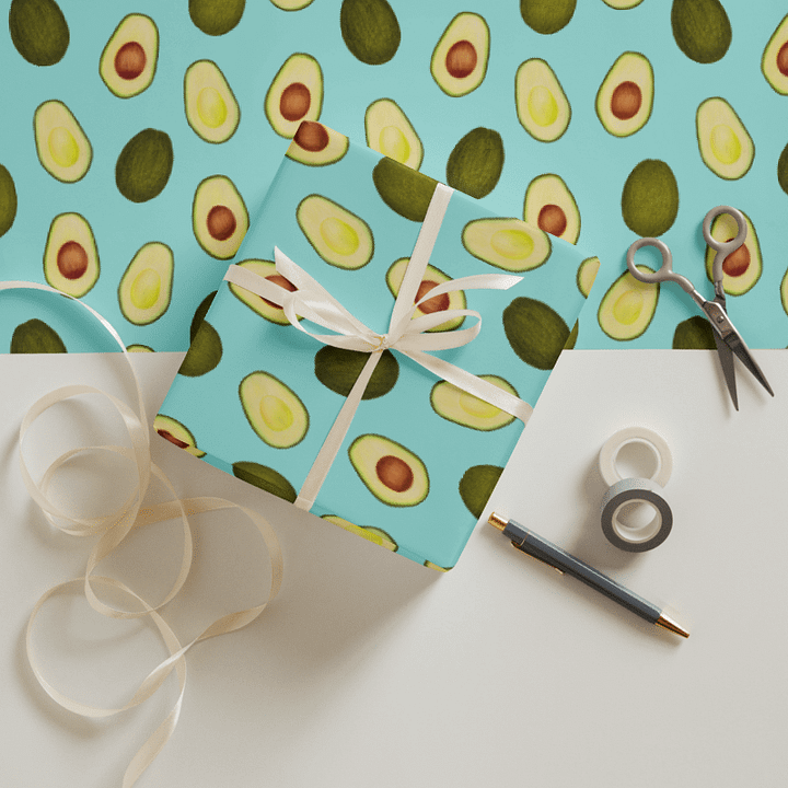 Avocado On Light Blue - Wrapping Paper product image (2)