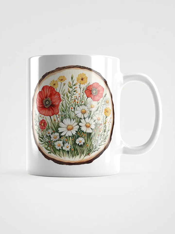 Poppy Wildflower Round Wood Art Ceramic Mug product image (3)