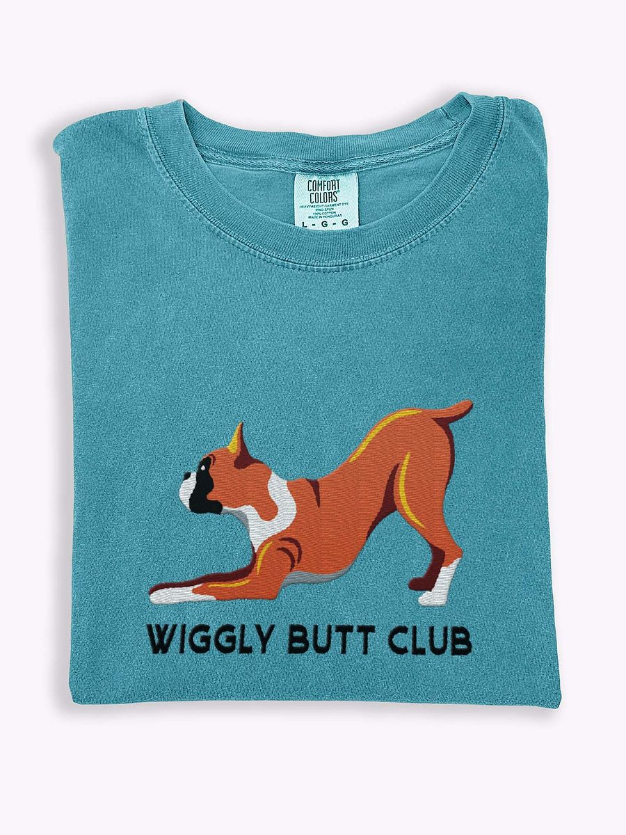 Wiggly Butt Club T-Shirt(Embroidered) of a Boxer product image (1)