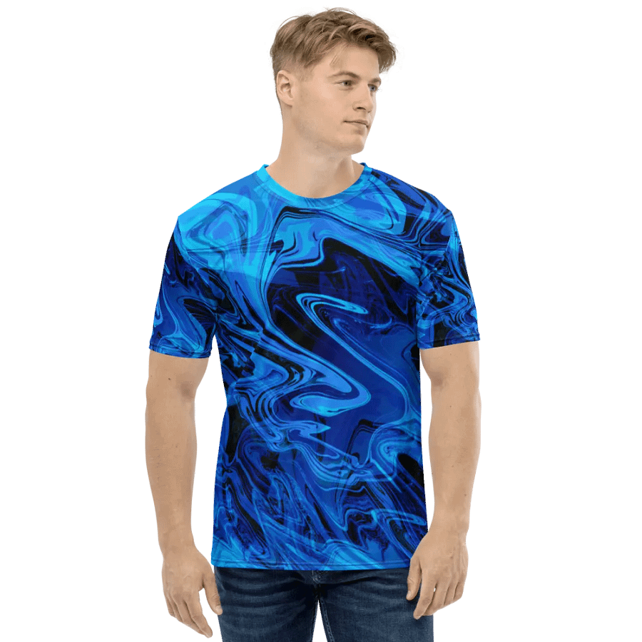 Blue and Black Swarm Pattern Urban Design T-Shirt product image (3)