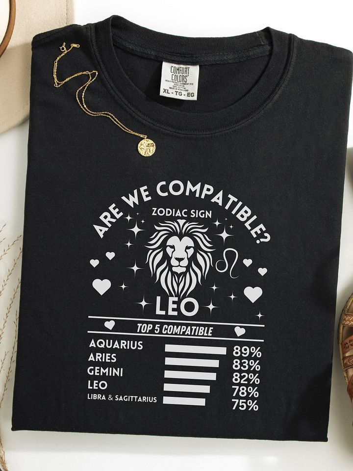 Leo Zodiac Sign Romantic Compatibility T-Shirt - Dark Comfort Colors 1717 product image (1)