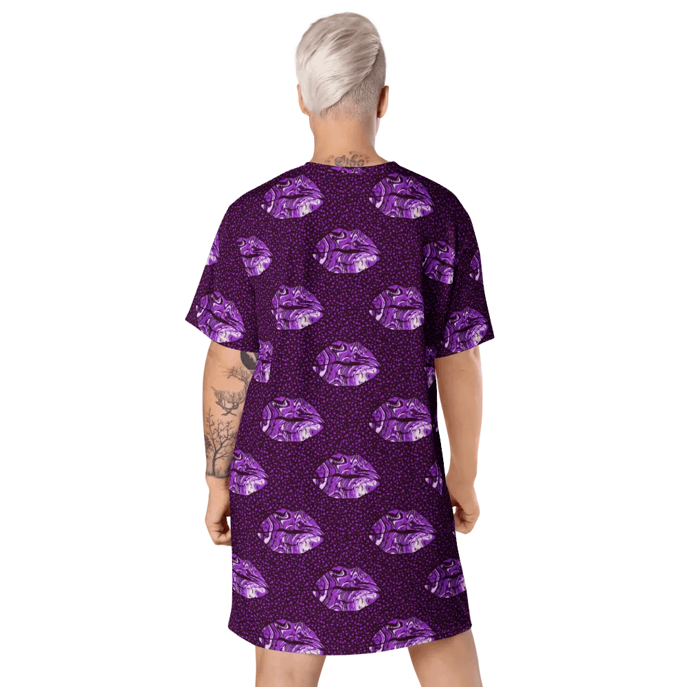 Purple Marbled Lips Tshirt Dress product image (9)
