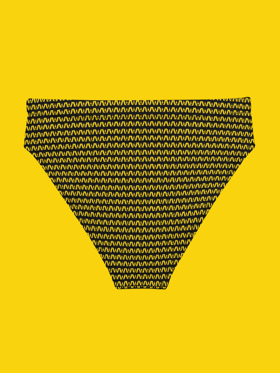 All-Over Print Recycled High Waisted Bikini Bottom, Black | WIL Style product image (6)