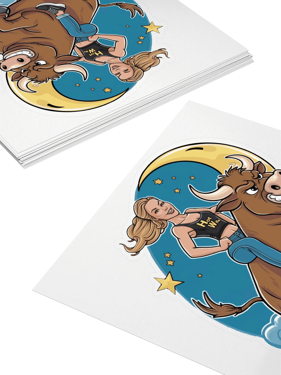 Fly Me To The Moon Hotwife On A Bull Vinyl Sticker product image (11)