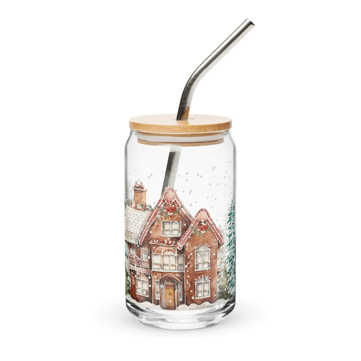 Winter Wonderland Gingerbread House Can-Shaped Glass product image (1)