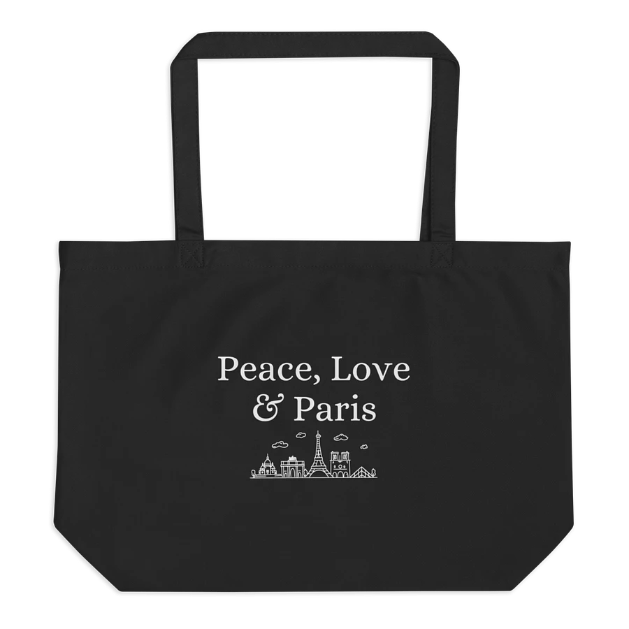 Peace, Love and Paris with Monuments Organic Tote Bag Black product image (2)