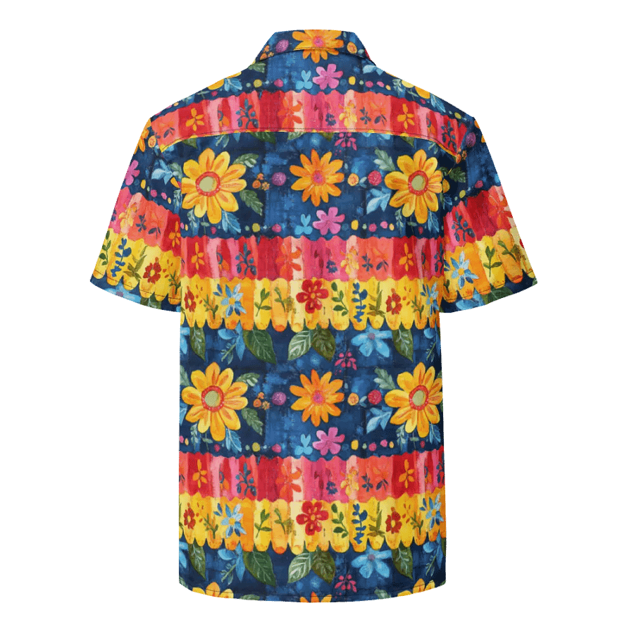 Mexican Folk Art Floral Pattern-Seamless Textured Stripe Hawaiian Shirt product image (2)