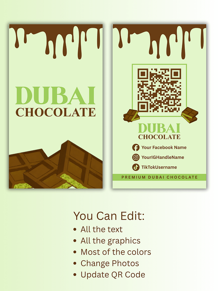 Light Green Dubai Chocolate Inspired Business Card Template - 1101925 product image (2)