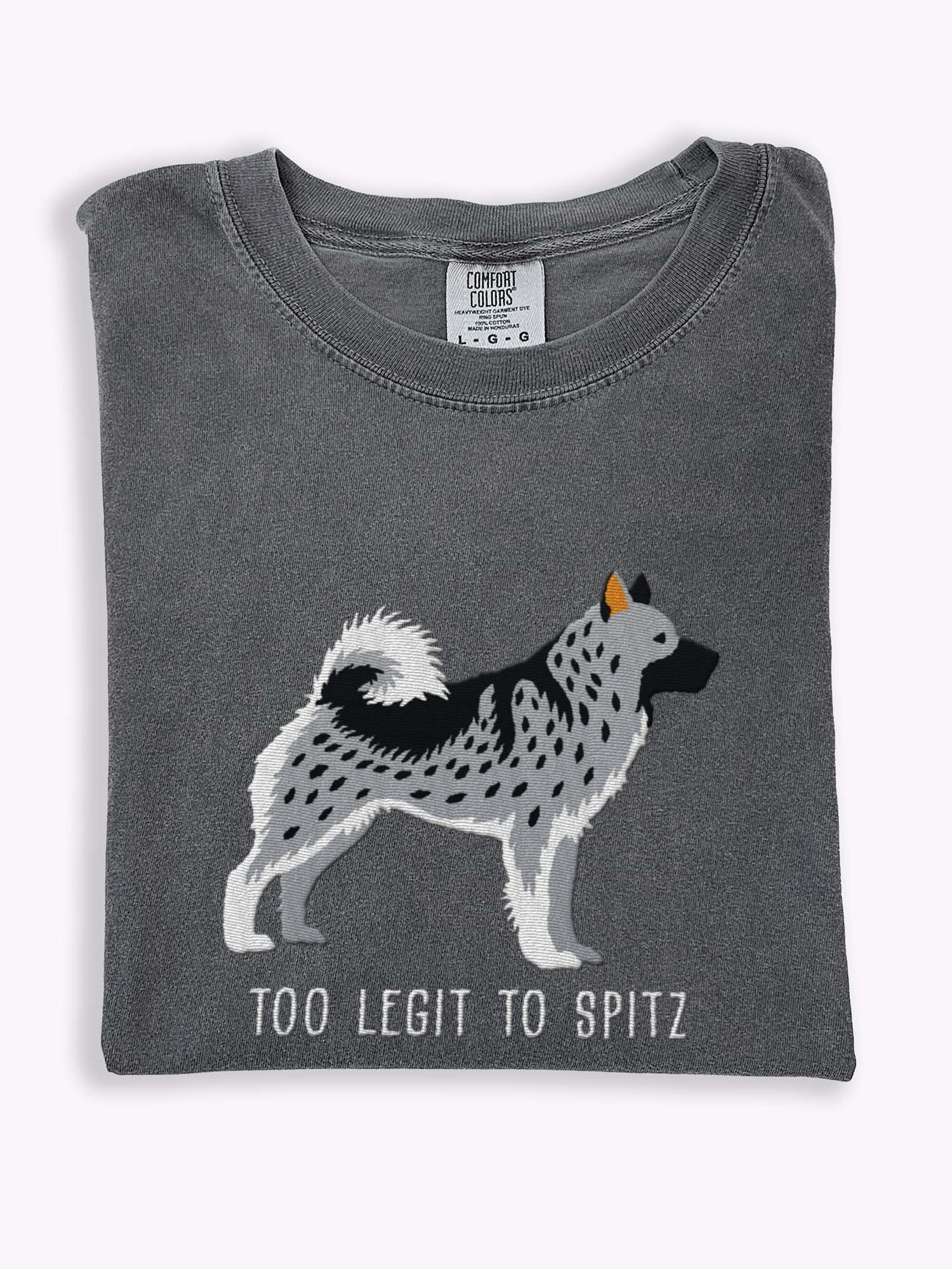 Too Legit to Spitz T-Shirt(Embroidered) of a Norwegian Elkhound(Gray) product image (1)