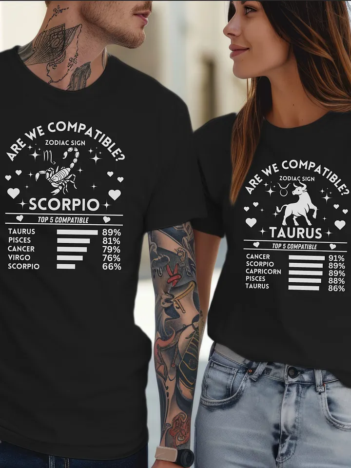 Scorpio Zodiac Sign Romantic Compatibility T-Shirt - Bella Canvas 3001 Unisex Staple T-Shirt - Dark Colors product image (2)