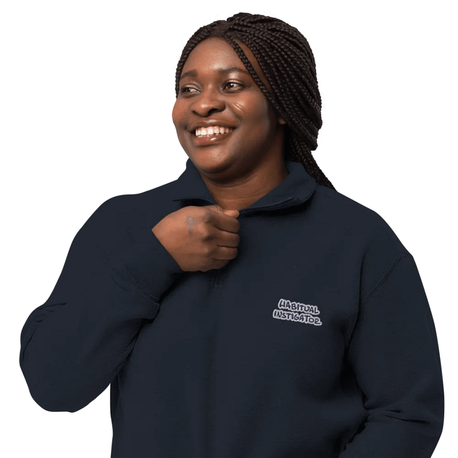 HABITUAL INSTIGATOR (navy bubble design) embroidered quarter zip product image (8)