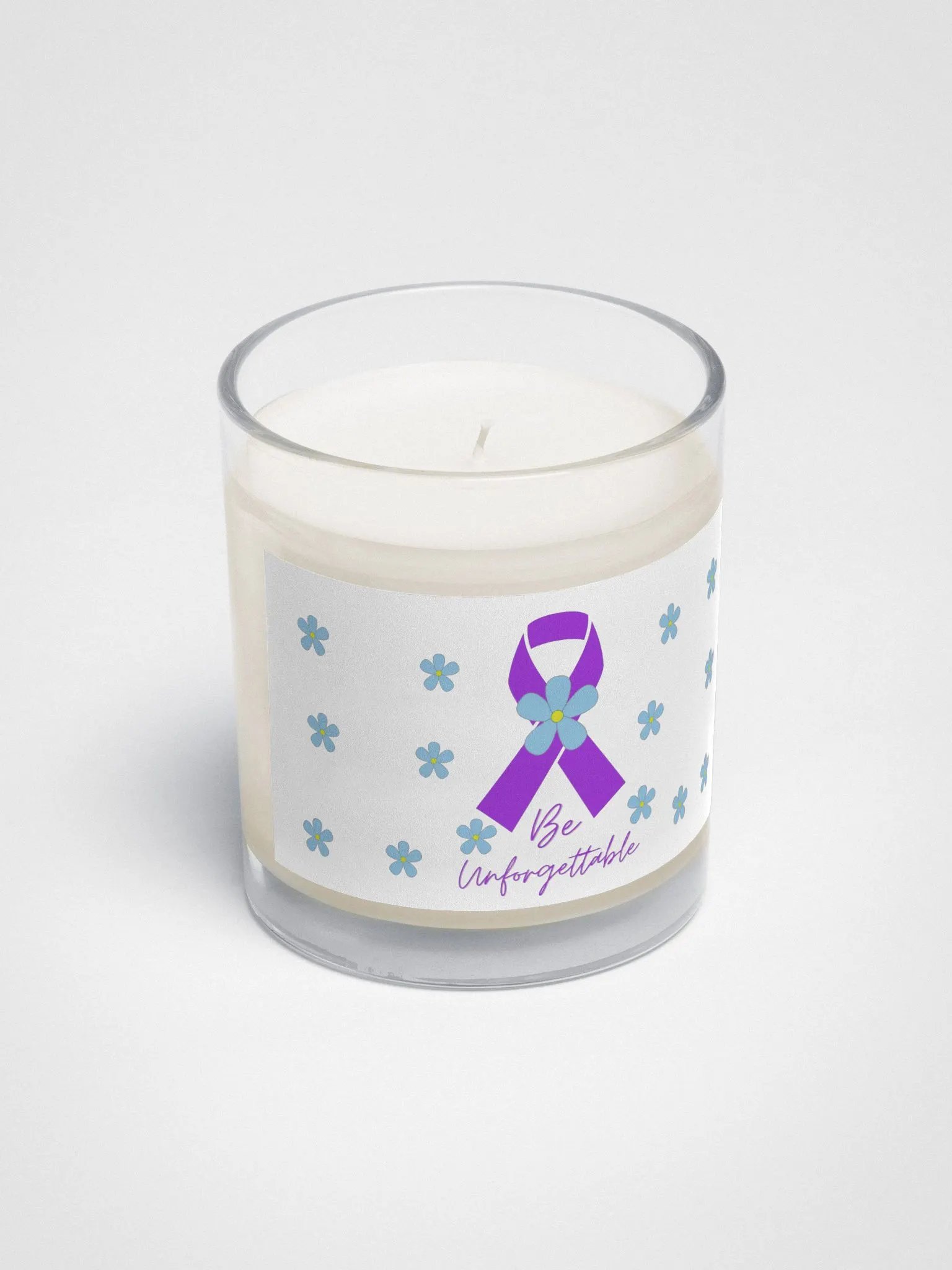 Alzheimers Awareness Soy Wax Candle In A Clear Glass Jar product image (2)